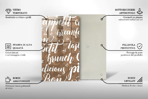 Kuchynská doska veľká zo skla Bon appetit