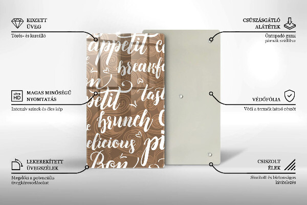 Kuchynská doska veľká zo skla Bon appetit