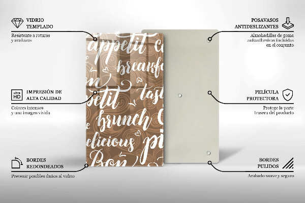 Kuchynská doska veľká zo skla Bon appetit