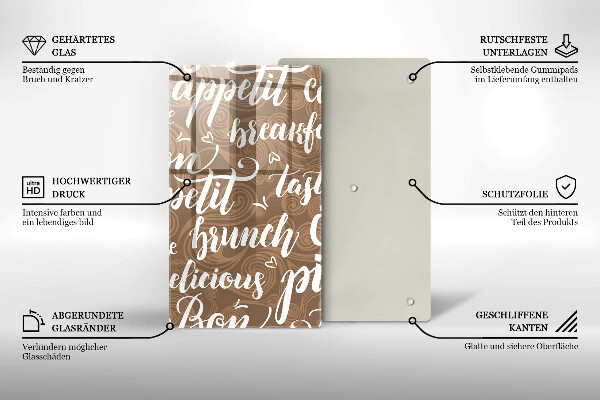 Kuchynská doska veľká zo skla Bon appetit