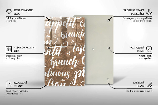 Kuchynská doska veľká zo skla Bon appetit