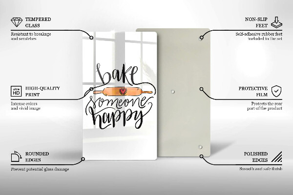 Kuchynská doska veľká zo skla Bake someone happy