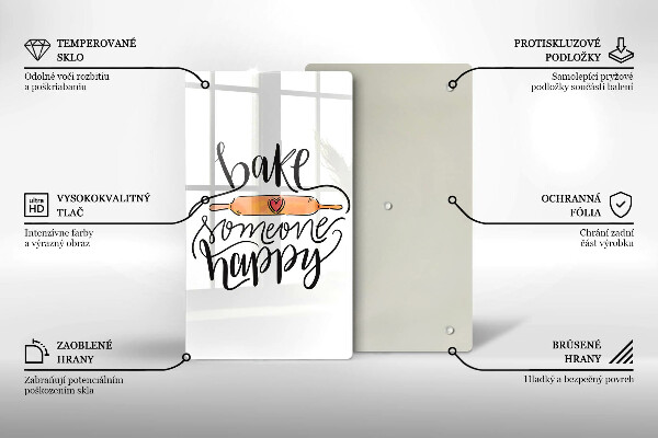 Kuchynská doska veľká zo skla Bake someone happy