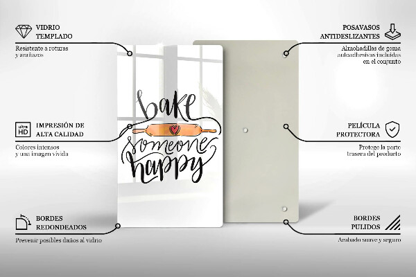 Kuchynská doska veľká zo skla Bake someone happy