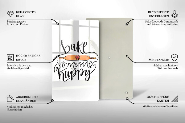 Kuchynská doska veľká zo skla Bake someone happy