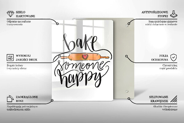 Kuchynská doska veľká zo skla Bake someone happy