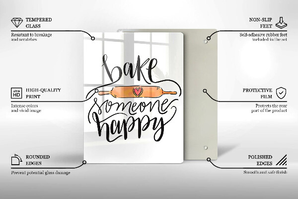 Kuchynská doska veľká zo skla Bake someone happy