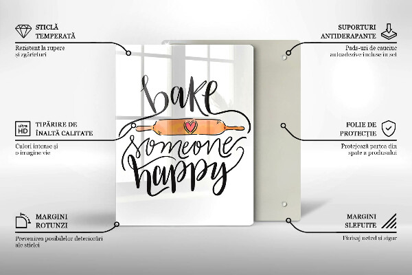 Kuchynská doska veľká zo skla Bake someone happy