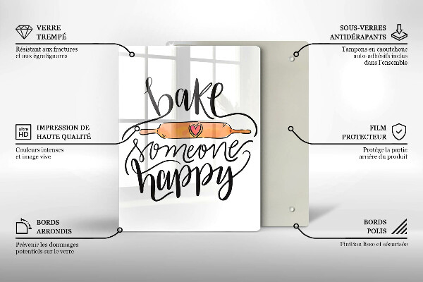 Kuchynská doska veľká zo skla Bake someone happy
