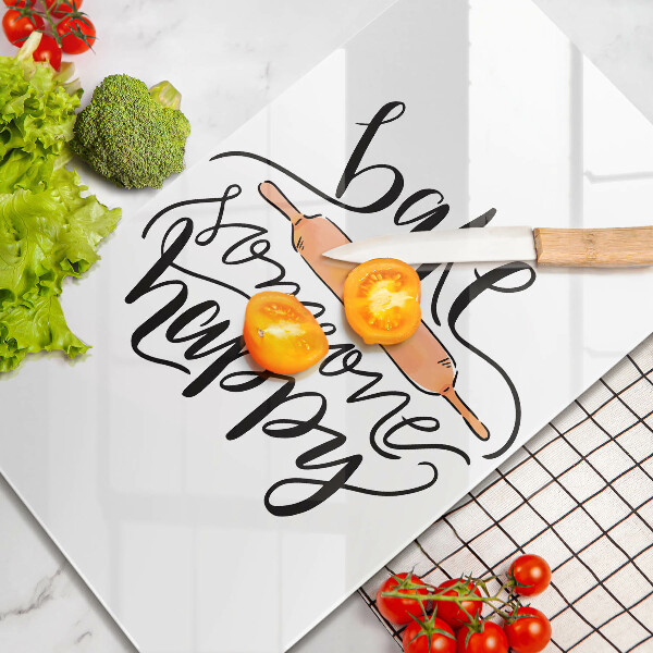 Kuchynská doska veľká zo skla Bake someone happy