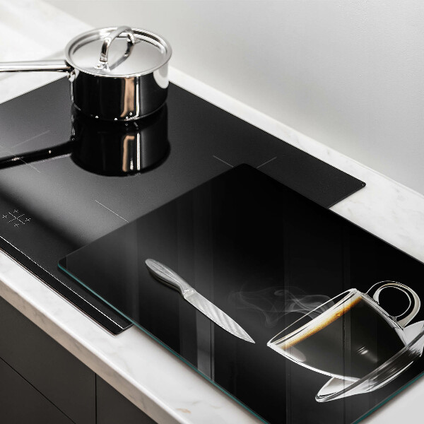 Kuchynská doska veľká zo skla Pohár horúcej kávy