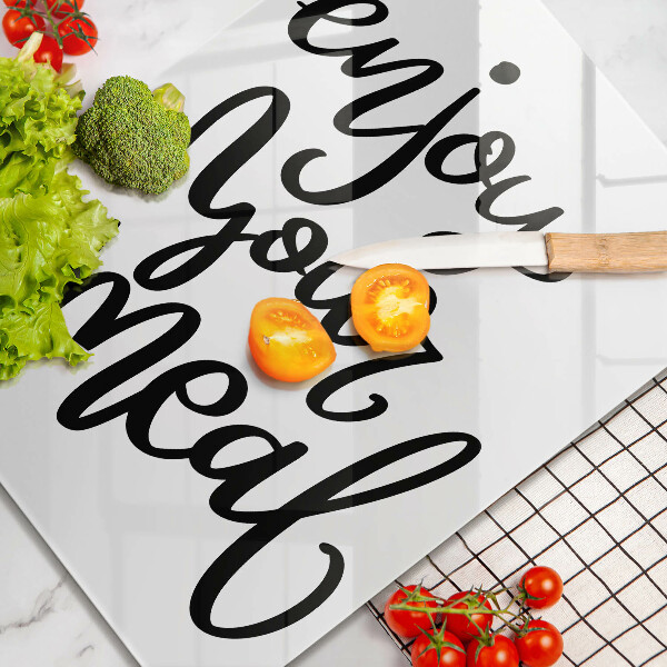 Kuchynská doska veľká zo skla Enjoy your meal