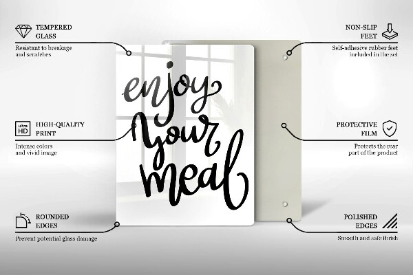 Kuchynská doska veľká zo skla Enjoy your meal