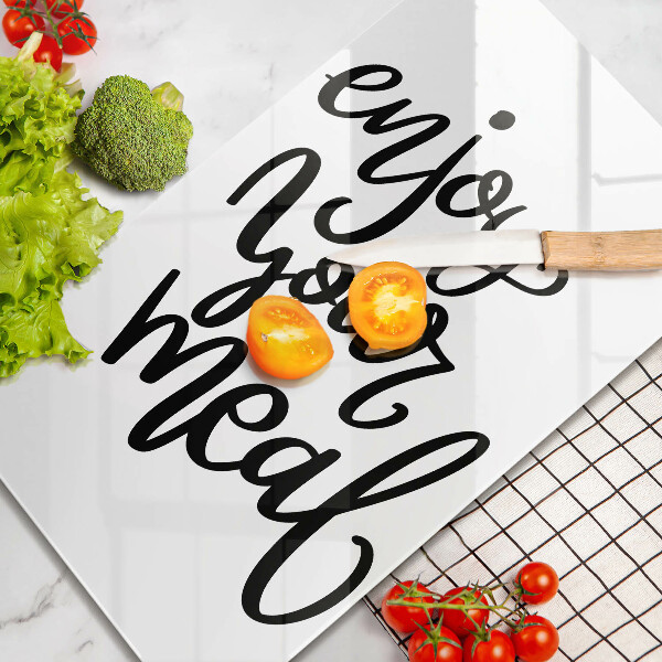 Kuchynská doska veľká zo skla Enjoy your meal