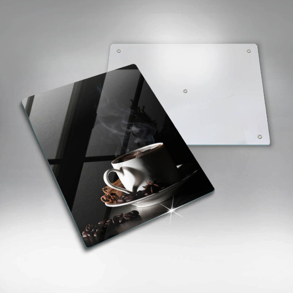 Kuchynská doska veľká zo skla Šálka horúcej kávy