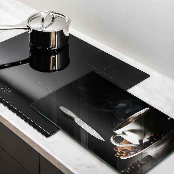 Kuchynská doska veľká zo skla Šálka horúcej kávy