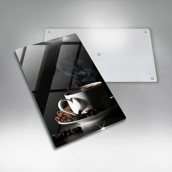 Kuchynská doska veľká zo skla Šálka horúcej kávy