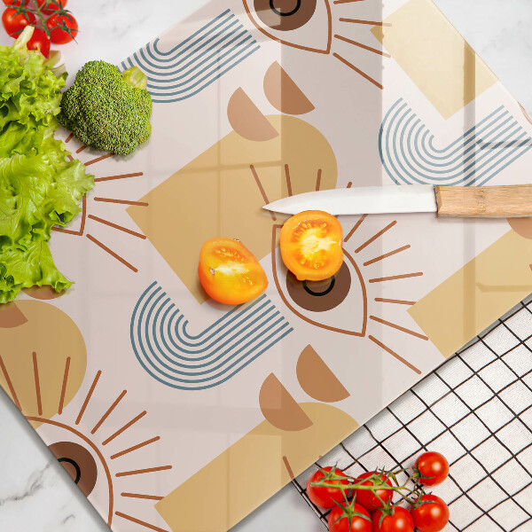 Kuchynská doska veľká zo skla Boho vzor očí