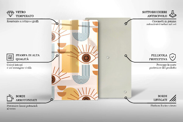 Kuchynská doska veľká zo skla Boho vzor očí