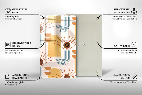 Kuchynská doska veľká zo skla Boho vzor očí