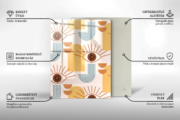 Kuchynská doska veľká zo skla Boho vzor očí