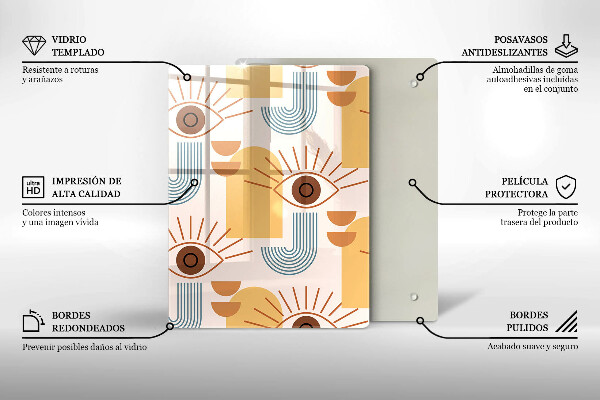 Kuchynská doska veľká zo skla Boho vzor očí