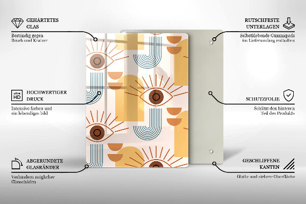 Kuchynská doska veľká zo skla Boho vzor očí