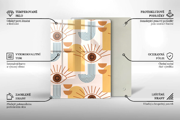 Kuchynská doska veľká zo skla Boho vzor očí