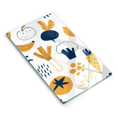 Kuchynská doska veľká zo skla Jedlo ilustrácie