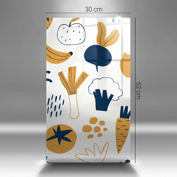 Kuchynská doska veľká zo skla Jedlo ilustrácie