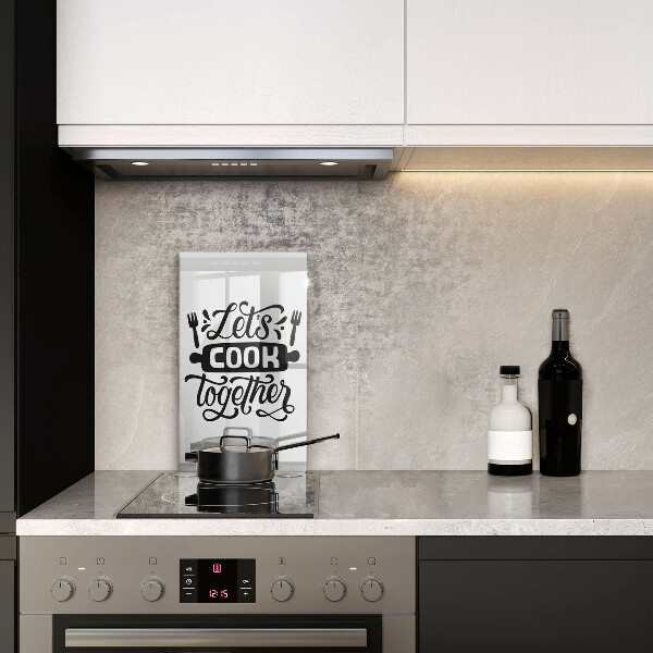 Kuchynská doska veľká zo skla Napis Let's cook together