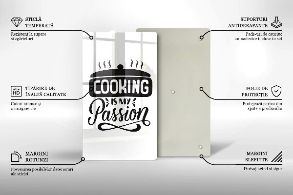 Kuchynská doska veľká zo skla Cooking is my passion