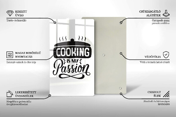 Kuchynská doska veľká zo skla Cooking is my passion