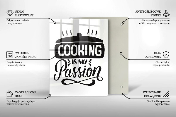 Kuchynská doska veľká zo skla Cooking is my passion