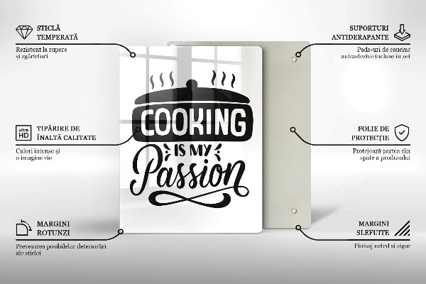Kuchynská doska veľká zo skla Cooking is my passion