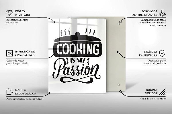 Kuchynská doska veľká zo skla Cooking is my passion