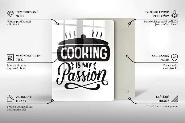 Kuchynská doska veľká zo skla Cooking is my passion