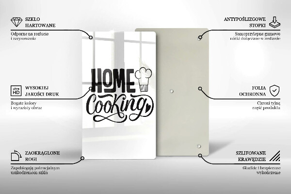 Kuchynská doska veľká zo skla Home cooking