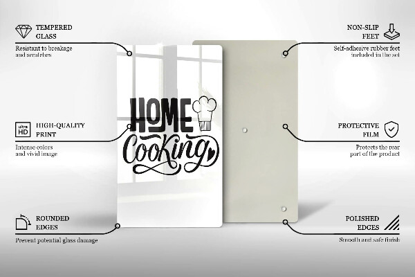 Kuchynská doska veľká zo skla Home cooking
