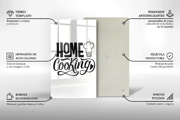 Kuchynská doska veľká zo skla Home cooking