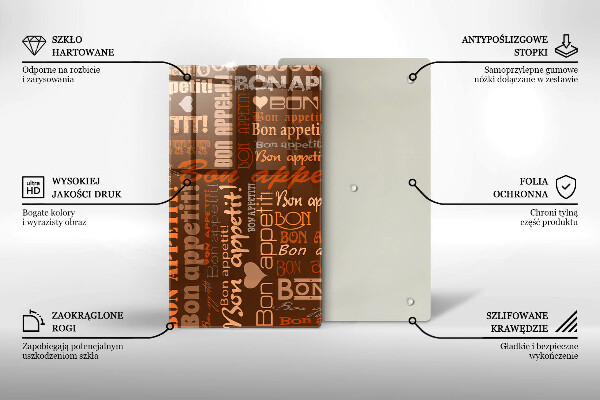 Kuchynská doska veľká zo skla Bon appetit