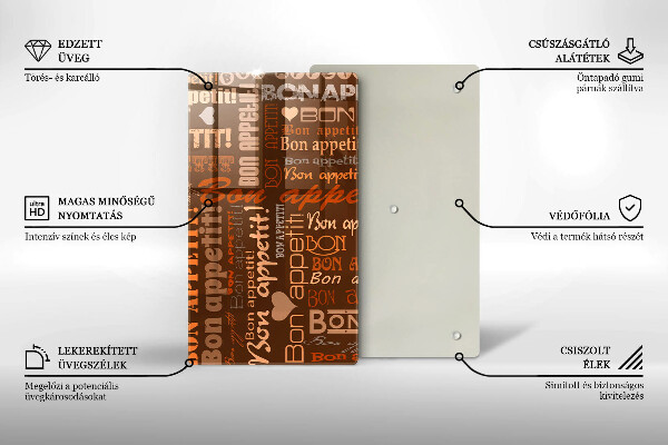 Kuchynská doska veľká zo skla Bon appetit