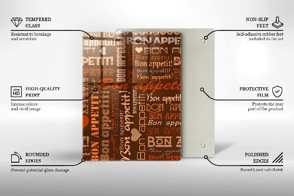 Kuchynská doska veľká zo skla Bon appetit
