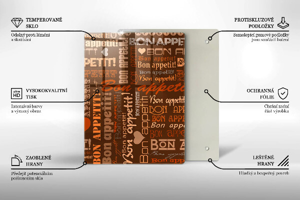 Kuchynská doska veľká zo skla Bon appetit