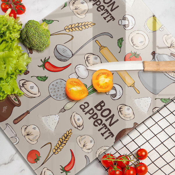 Kuchynská doska veľká zo skla Kuchyňa ilustrácie