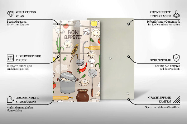 Kuchynská doska veľká zo skla Kuchyňa ilustrácie