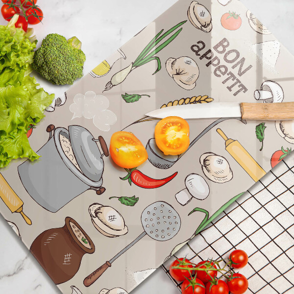 Kuchynská doska veľká zo skla Kuchyňa ilustrácie