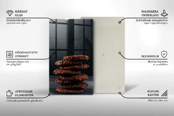 Kuchynská doska veľká zo skla Čokoládové sušienky