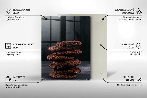 Kuchynská doska veľká zo skla Čokoládové sušienky