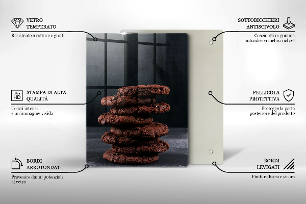 Kuchynská doska veľká zo skla Čokoládové sušienky